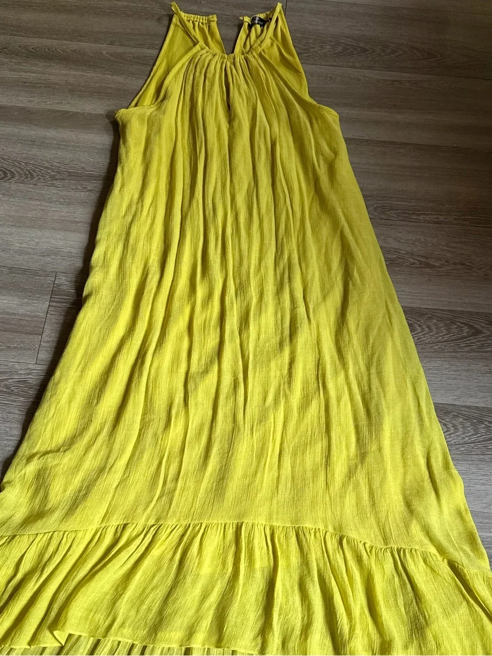 Mlle Gabrielle Lemon Yellow Maxi Skirt with Ruffle Hem
